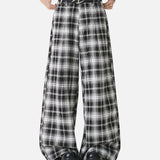DAXUEN black and white plaid wide-leg trousers