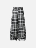 Classic Black and White Plaid Wide-Leg Trousers