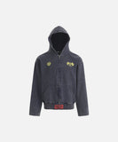 DAXUEN Distressed zip-up hooded sweatshirt