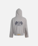 DAXUEN Distressed zip-up hooded sweatshirt