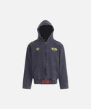 DAXUEN Distressed zip-up hooded sweatshirt