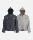DAXUEN Distressed zip-up hooded sweatshirt