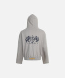 DAXUEN Distressed zip-up hooded sweatshirt