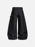 DAXUEN dark blue oversized claw mark distressed denim pants