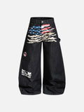 DAXUEN dark blue oversized claw mark distressed denim pants