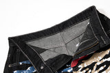 DAXUEN dark blue oversized claw mark distressed denim pants