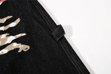 DAXUEN dark blue oversized claw mark distressed denim pants