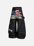 DAXUEN dark blue oversized claw mark distressed denim pants