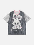 DAXUEN black oversized cloud-rabbit graphic t-shirt
