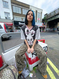 DAXUEN black oversized cloud-rabbit graphic t-shirt — model photo