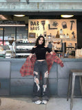 DAXUEN Cold-shoulder slim-fit knit top — model photo