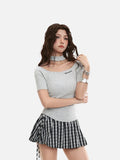 DAXUEN Cold-shoulder slim-fit knit top