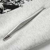 DAXUEN light grey marl full-zip hoodie with collage graphic