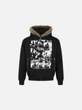 DAXUEN light grey marl full-zip hoodie with collage graphic