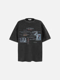 DAXUEN dark grey oversized collage graphic tee