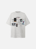DAXUEN dark grey oversized collage graphic tee