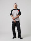 DAXUEN Color-blocked short-sleeve crewneck T-shirt — model photo