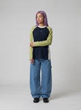 DAXUEN Color block long sleeve t-shirt with raglan sleeves — model photo