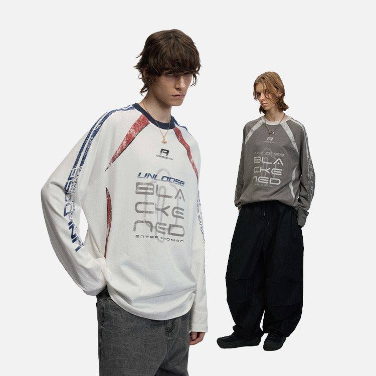 DAXUEN Color block long sleeve top with graphics