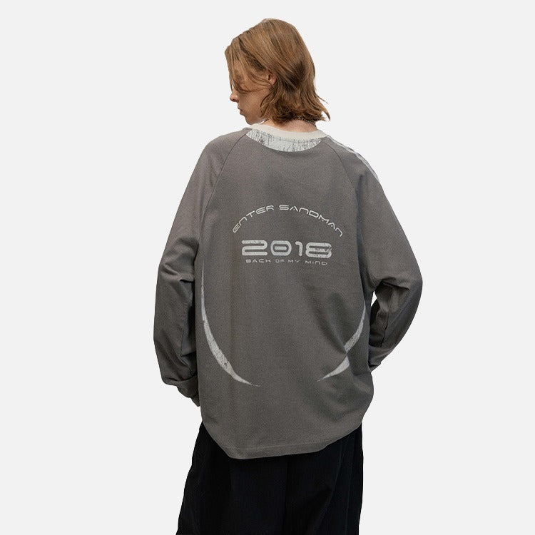 DAXUEN Color block long sleeve top with graphics — model photo