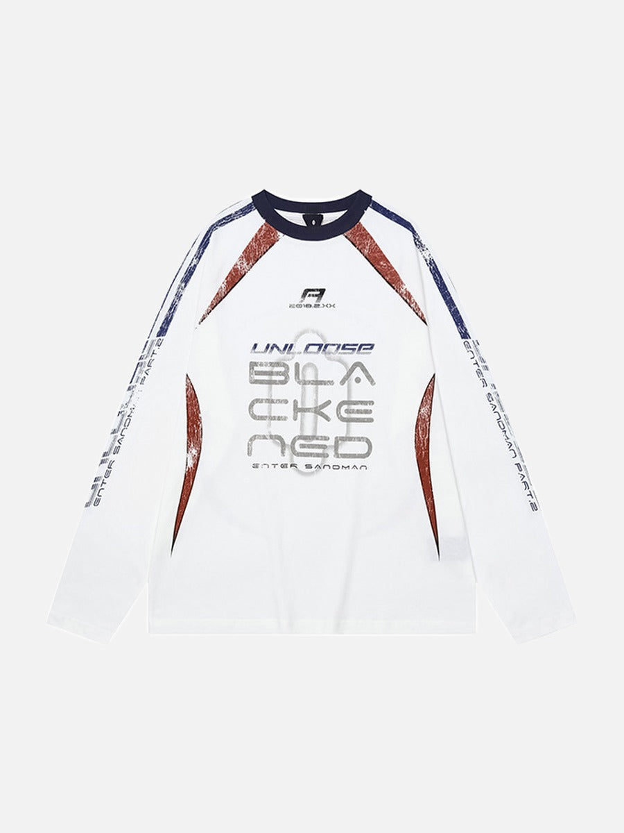 DAXUEN Color block long sleeve top with graphics