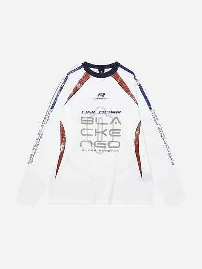 DAXUEN Color block long sleeve top with graphics