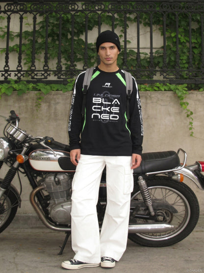 DAXUEN Color block long sleeve top with graphics — model photo