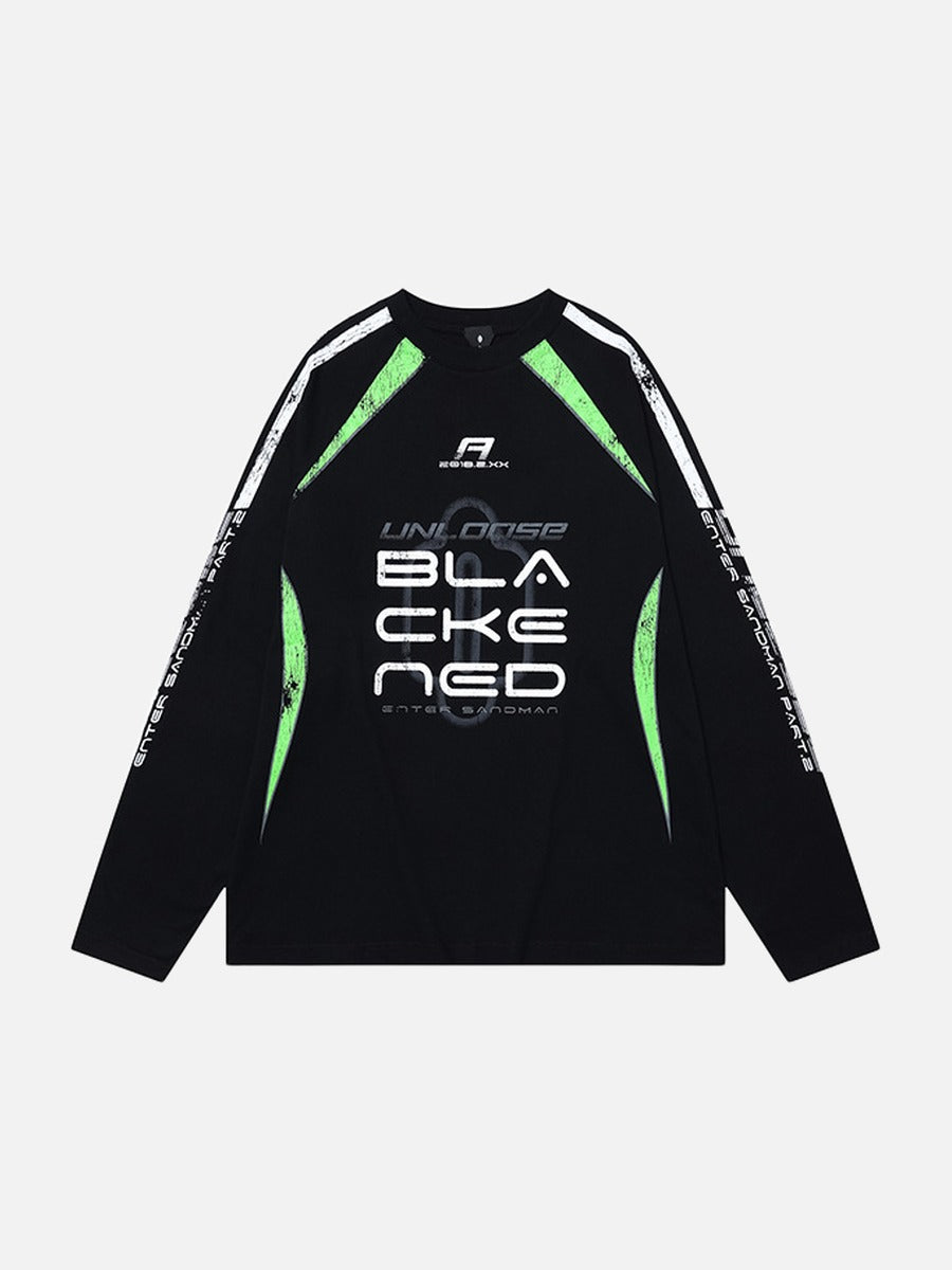 DAXUEN Color block long sleeve top with graphics