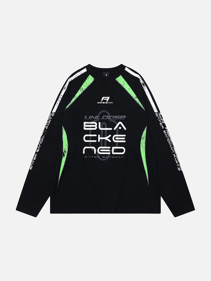 DAXUEN Color block long sleeve top with graphics
