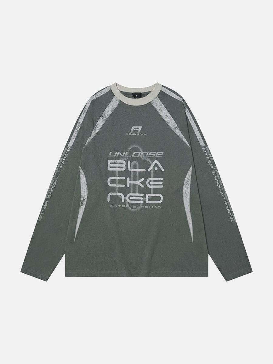 DAXUEN Color block long sleeve top with graphics