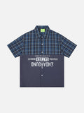 DAXUEN Color-block plaid button-up shirt