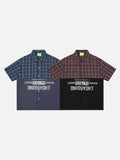 DAXUEN Color-block plaid button-up shirt