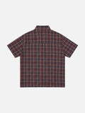 DAXUEN Color-block plaid button-up shirt