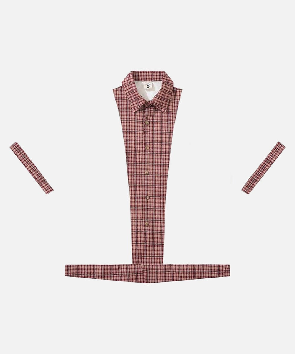 DAXUEN Color-block plaid short-sleeve collared shirt
