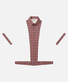DAXUEN Color-block plaid short-sleeve collared shirt