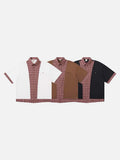 DAXUEN Color-block plaid short-sleeve collared shirt