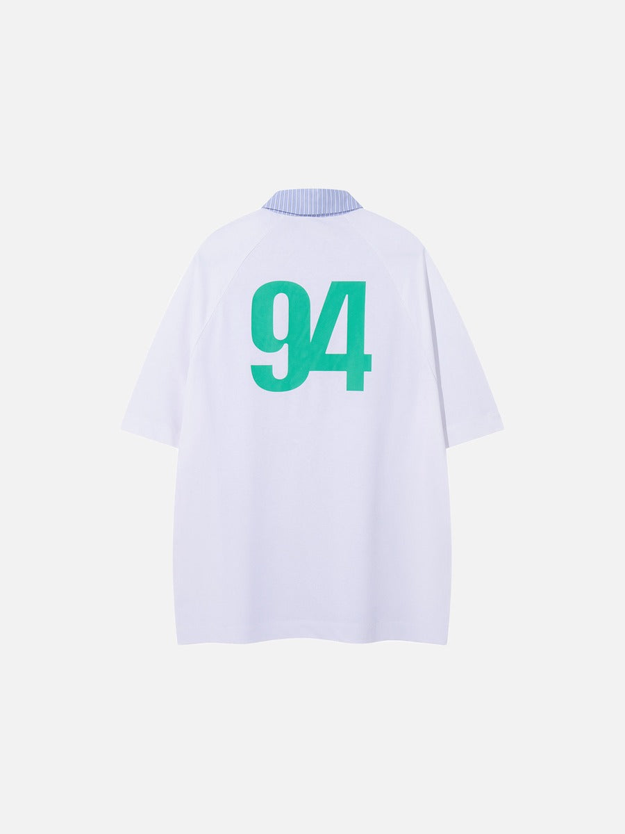 DAXUEN Color-blocked short-sleeved button-up shirt with graphic prints