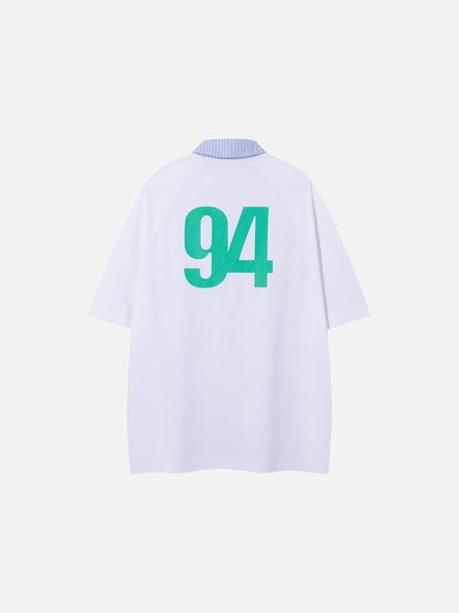 DAXUEN Color-blocked short-sleeved button-up shirt with graphic prints