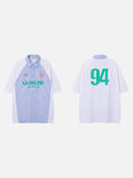 DAXUEN Color-blocked short-sleeved button-up shirt with graphic prints