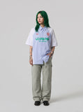 DAXUEN Color-blocked short-sleeved button-up shirt with graphic prints — model photo