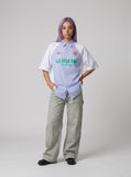 DAXUEN Color-blocked short-sleeved button-up shirt with graphic prints — model photo