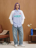 DAXUEN Color-blocked short-sleeved button-up shirt with graphic prints — model photo