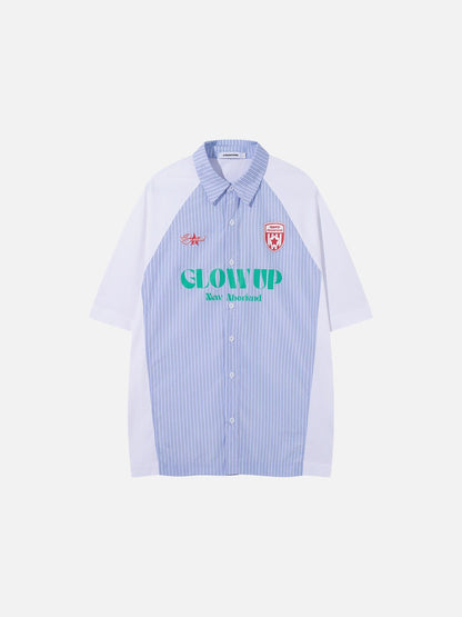 DAXUEN Color-blocked short-sleeved button-up shirt with graphic prints