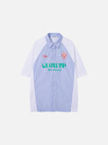 DAXUEN Color-blocked short-sleeved button-up shirt with graphic prints