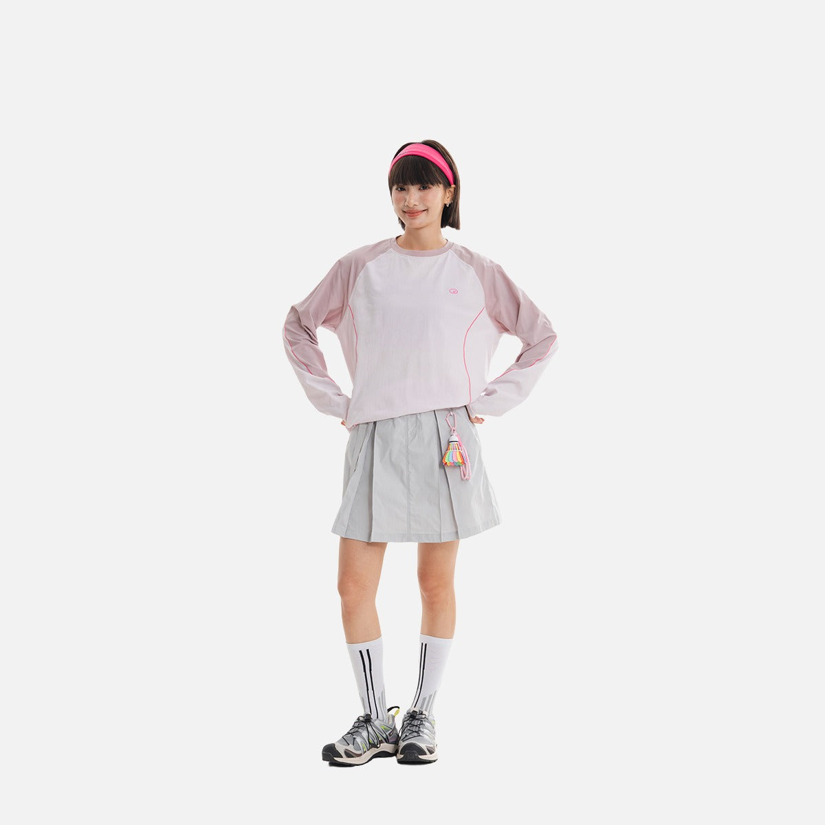 DAXUEN color-blocked long sleeve crew neck top