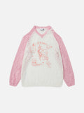 DAXUEN Color-blocked long-sleeve sweater with cartoon graphics