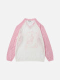 DAXUEN Color-blocked long-sleeve sweater with cartoon graphics
