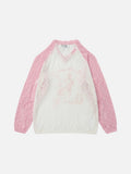 DAXUEN Color-blocked long-sleeve sweater with cartoon graphics