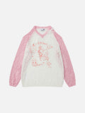 DAXUEN Color-blocked long-sleeve sweater with cartoon graphics