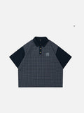 DAXUEN Color-blocked plaid polo shirt with short sleeves